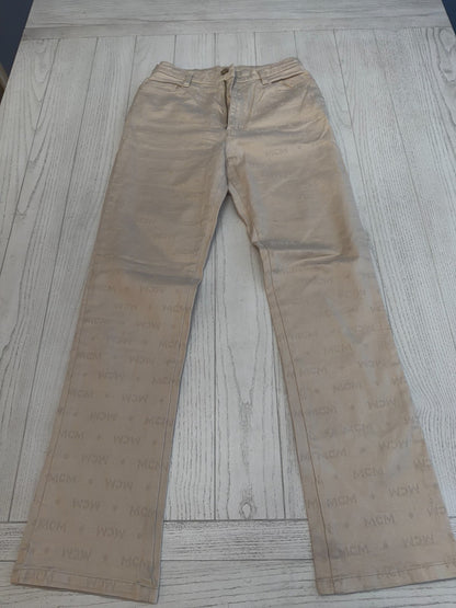 MCM Beige Diamond Logo Pants 27” Waist 31” Inseam  42" Length
