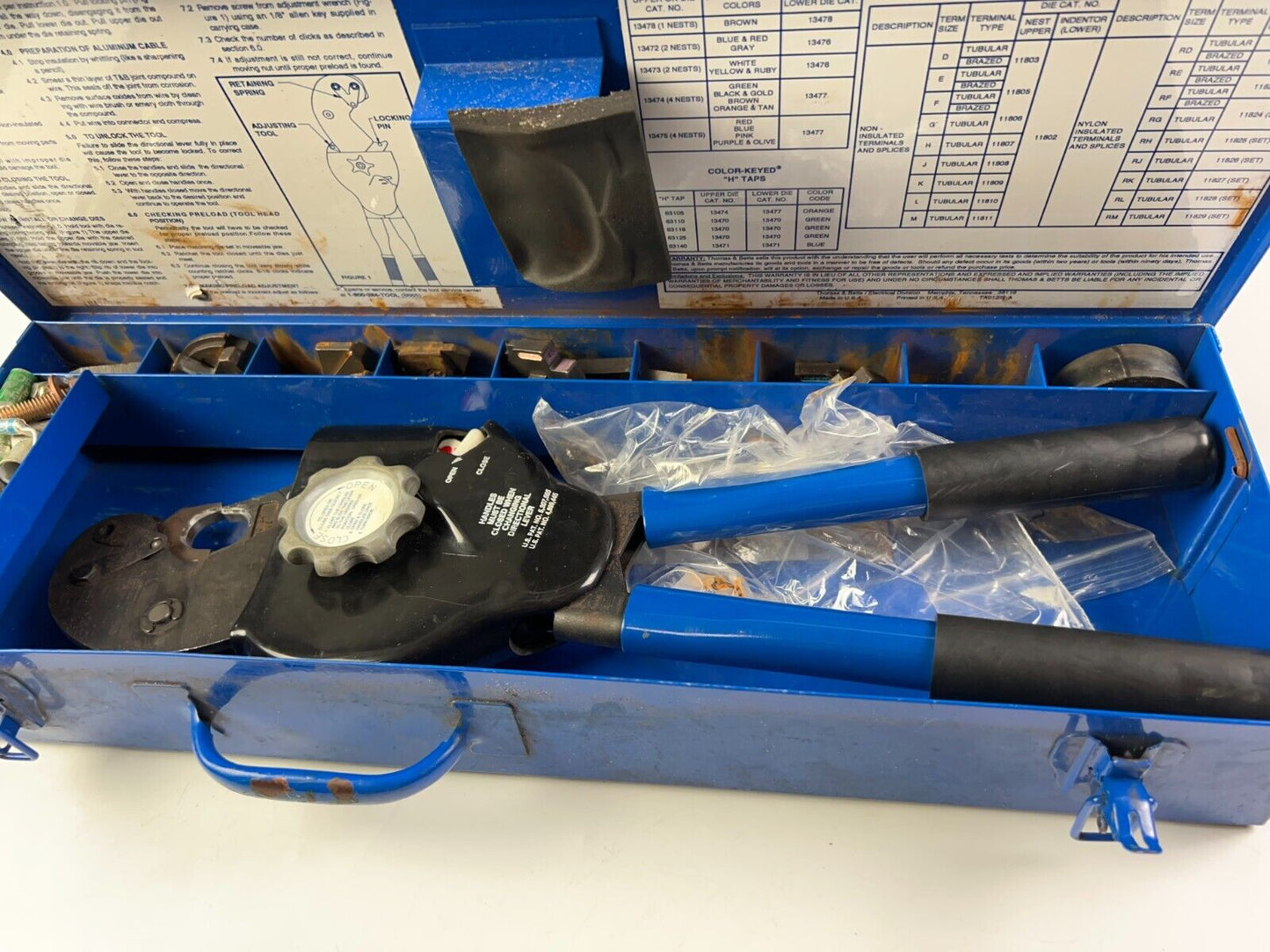 THOMAS BETTS TBM60RS RATCHET CRIMPING TOOL WITH DIES & CASE