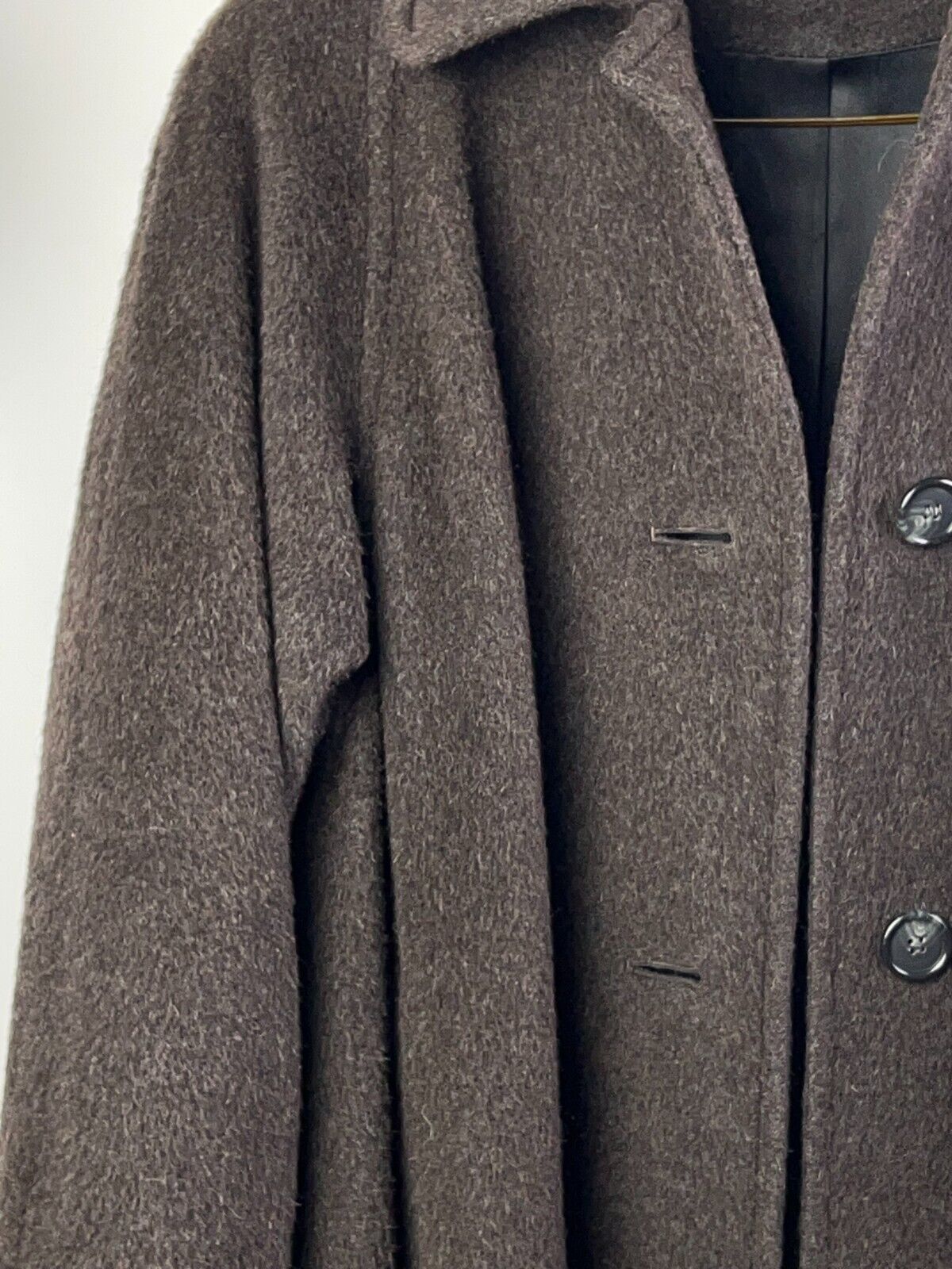 REGENCY Alpaca Dark Brown Alpaca & Wool Long Coat Overcoat USA