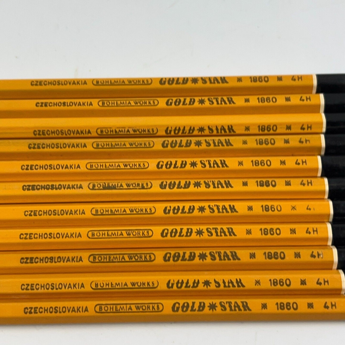 Gold Star Pencils 1860 4H Czechoslovakia Bohemia Vintage Lot of 11