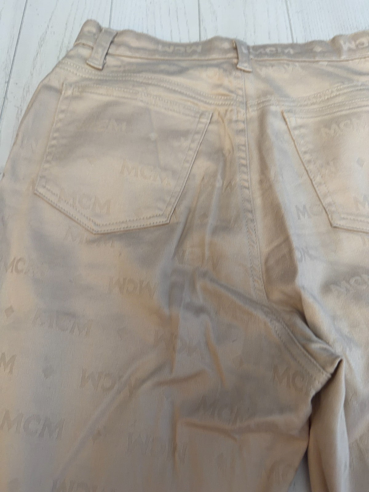 MCM Beige Diamond Logo Pants 28” Waist 28” Inseam  40" Length
