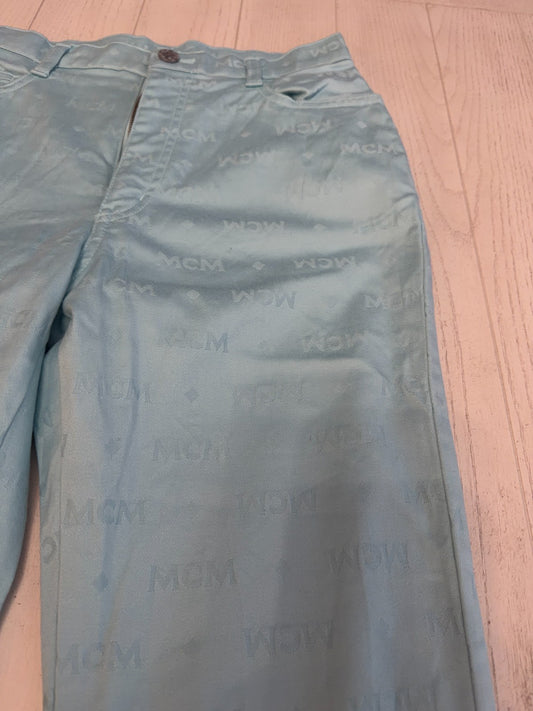 MCM Teal Diamond Logo Pants 27” Waist 31” Inseam  42" Length