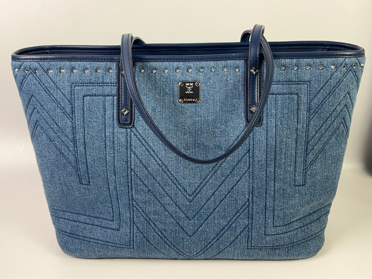 MCM Munchun Limited Edition Tote in Vintage Denim Blue with 2nd Bag