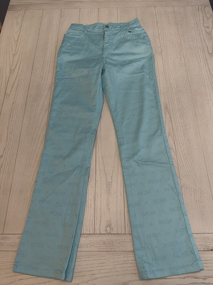 MCM Teal Diamond Logo Pants 27” Waist 31” Inseam  42" Length