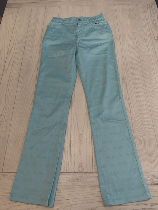 MCM Teal Diamond Logo Pants 27” Waist 31” Inseam  42" Length