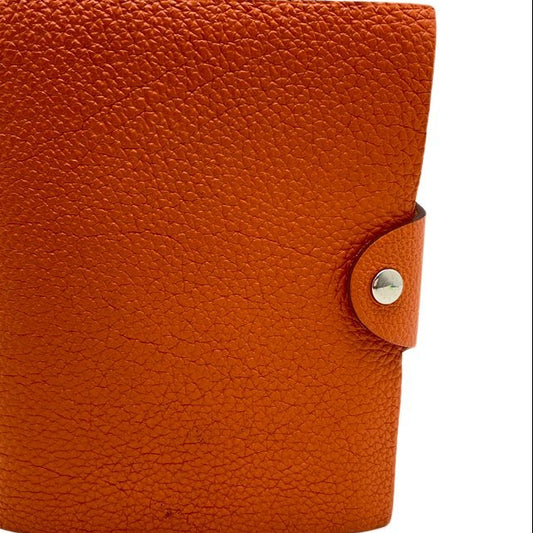 HERMES Ulysse PM Togo Leather Notebook Cover Orange w/Paperwork