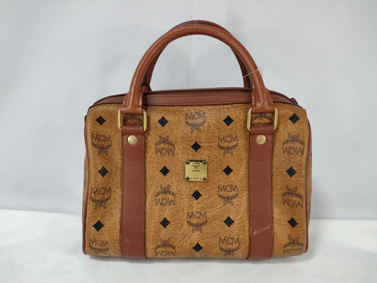 MCM Boston Bag Vintage Cognac Visetos Leather