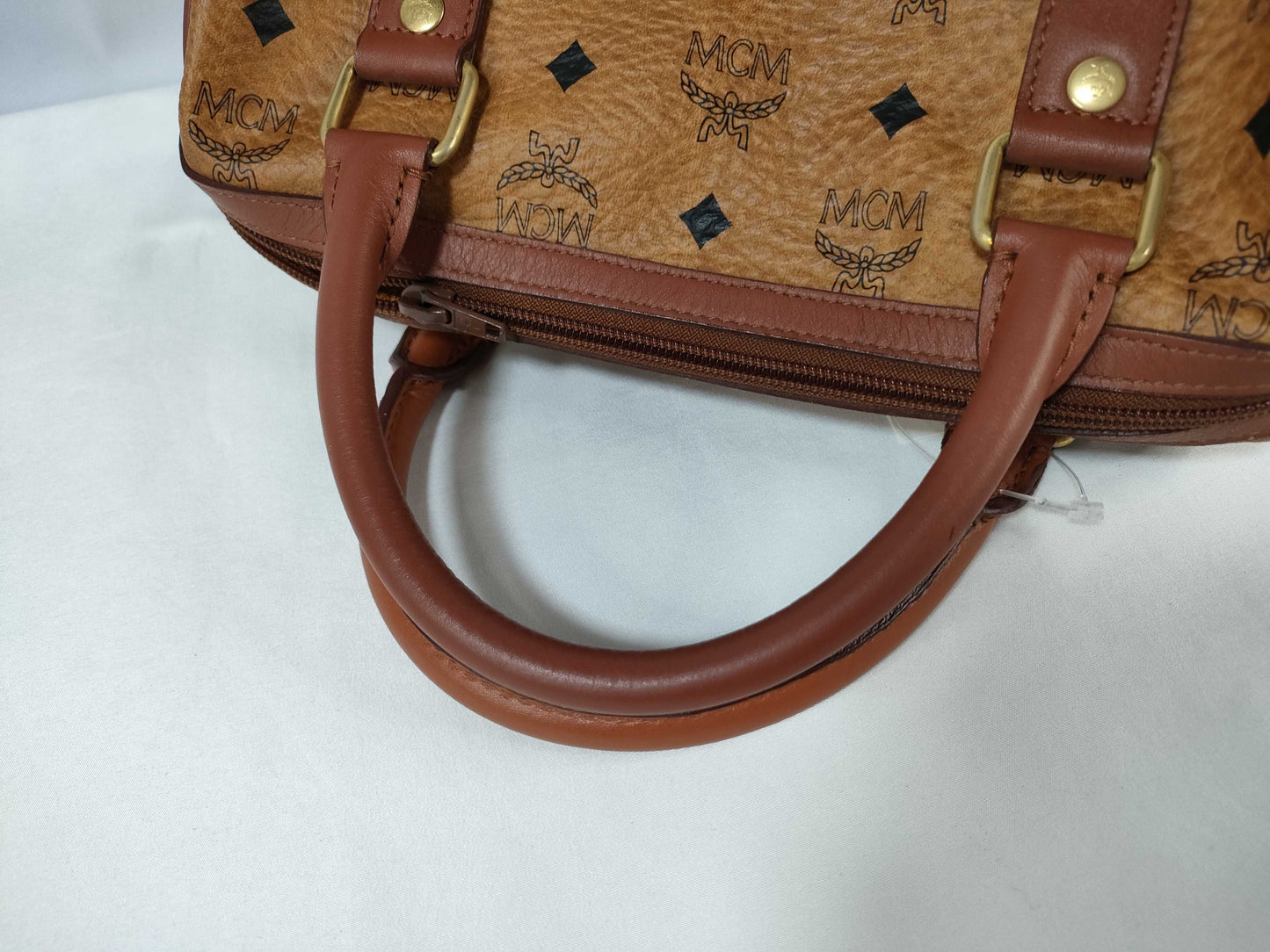 MCM Boston Bag Vintage Cognac Visetos Leather