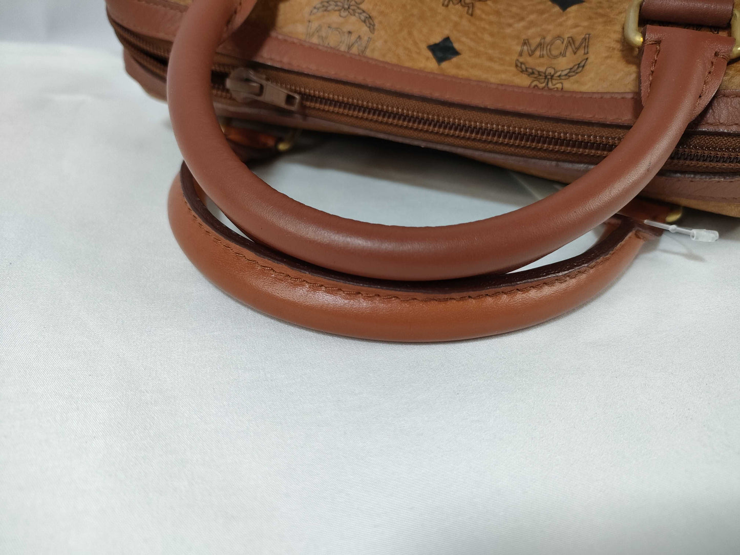 MCM Boston Bag Vintage Cognac Visetos Leather