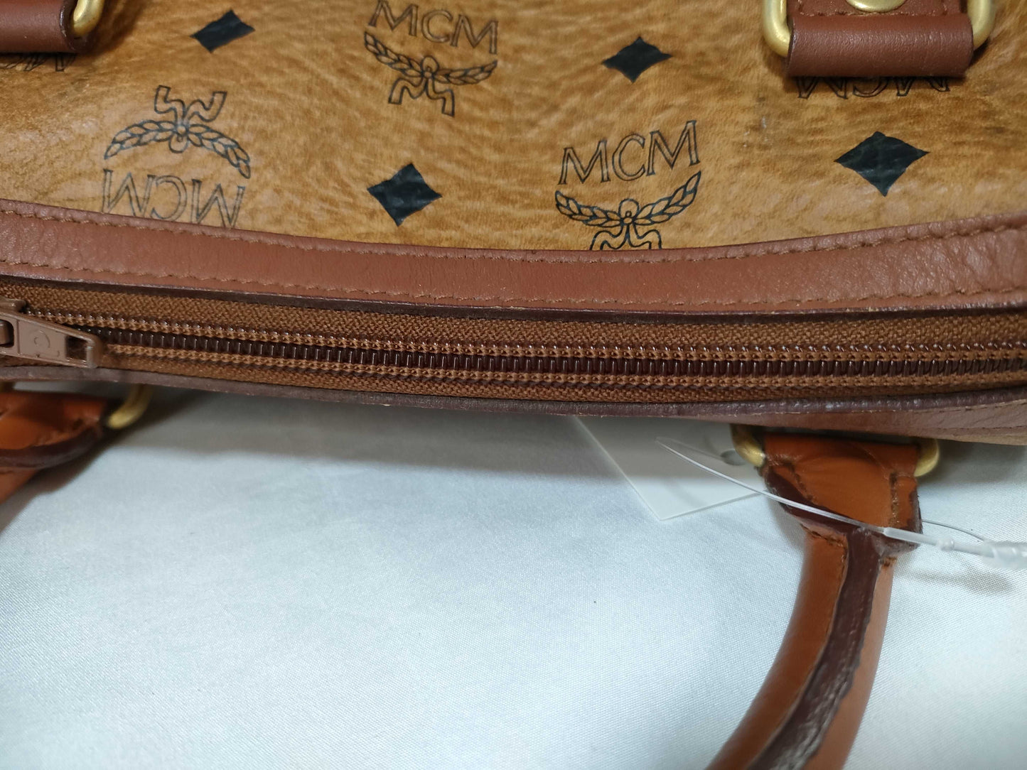 MCM Boston Bag Vintage Cognac Visetos Leather