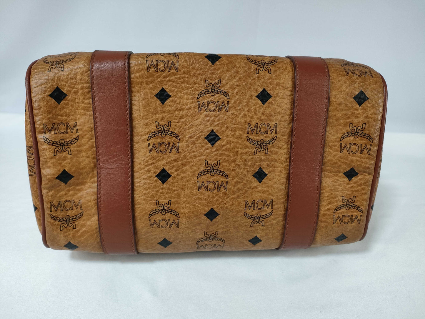 MCM Boston Bag Vintage Cognac Visetos Leather