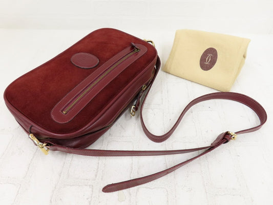 Cartier Must shoulder bag in suede and calf leather with gold hardware. Vintage. A14905