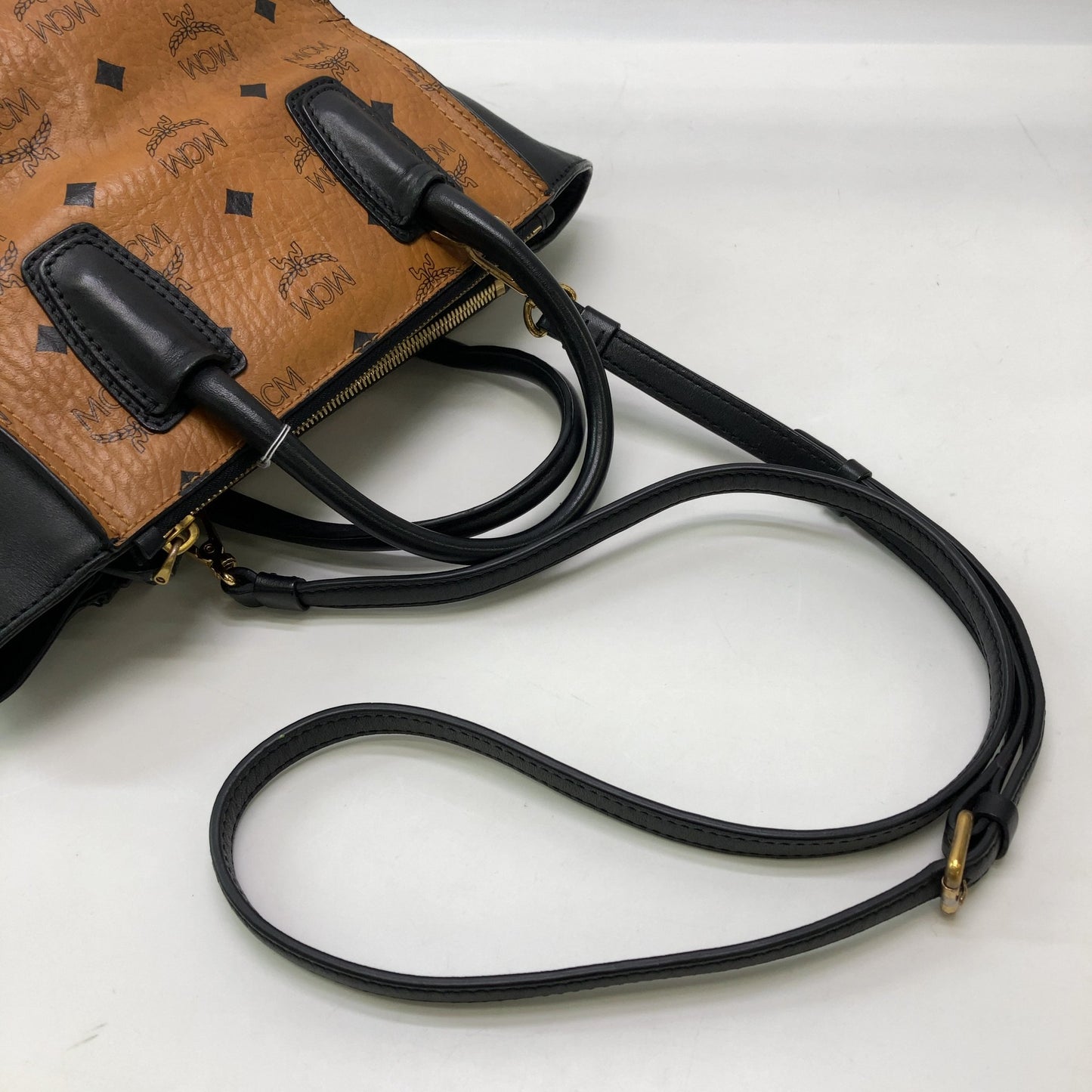 MCM Black/Cognac Visetos Shoulder/Tote Bag