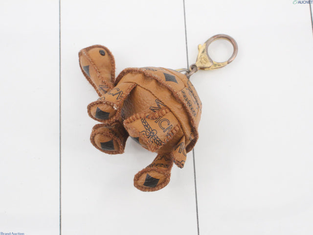 MCM Visetos Turtle Charm Keychain | Cognac Brown | Pre-Owned