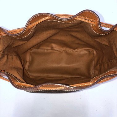 CELINE shoulder bag, drawstring type, Macadam pattern, brown, M12, with pouch