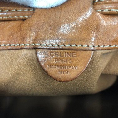 CELINE shoulder bag, drawstring type, Macadam pattern, brown, M12, with pouch