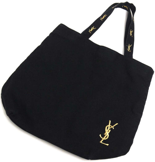 YSL Yves Saint Laurent Parfums Novelty Tote Bag Black Gold Embroidery Logo