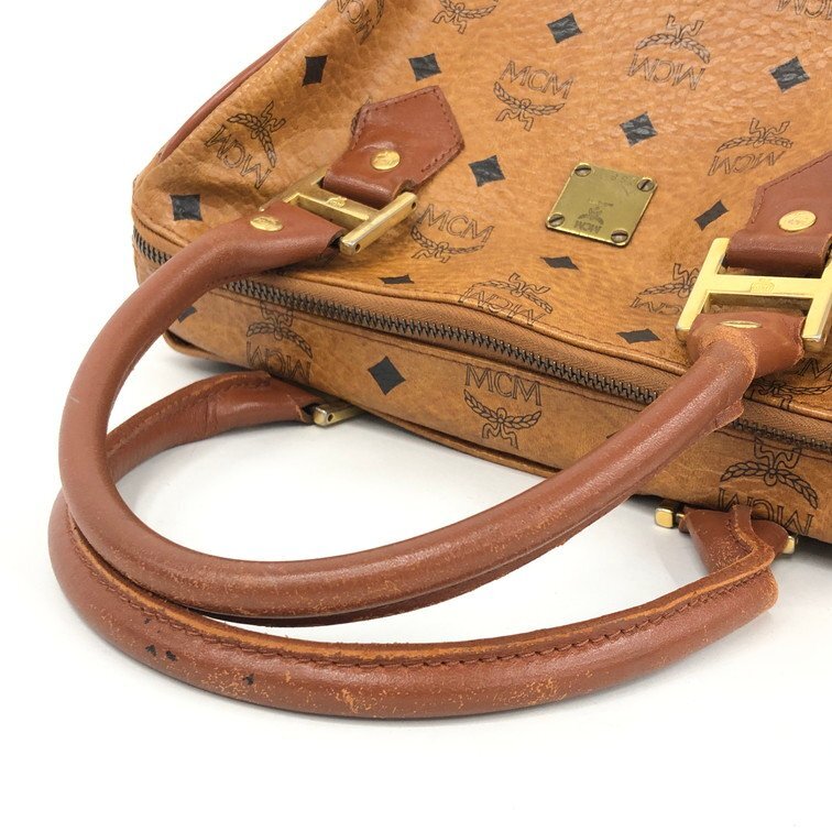 MCM Visetos Boston Bag | Canvas & Leather | Cognac | 0881N