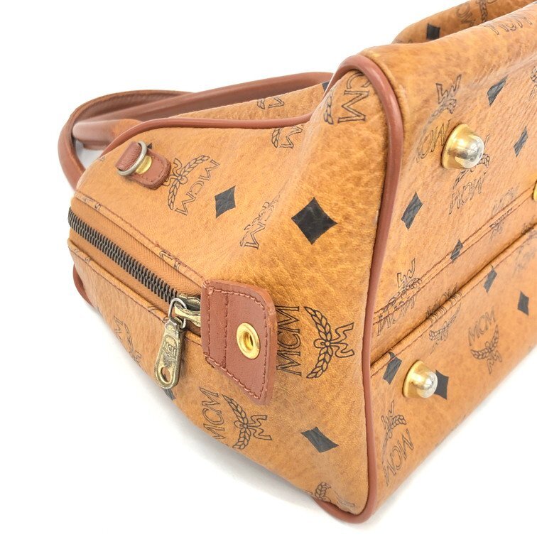 MCM Visetos Boston Bag | Canvas & Leather | Cognac | 0881N