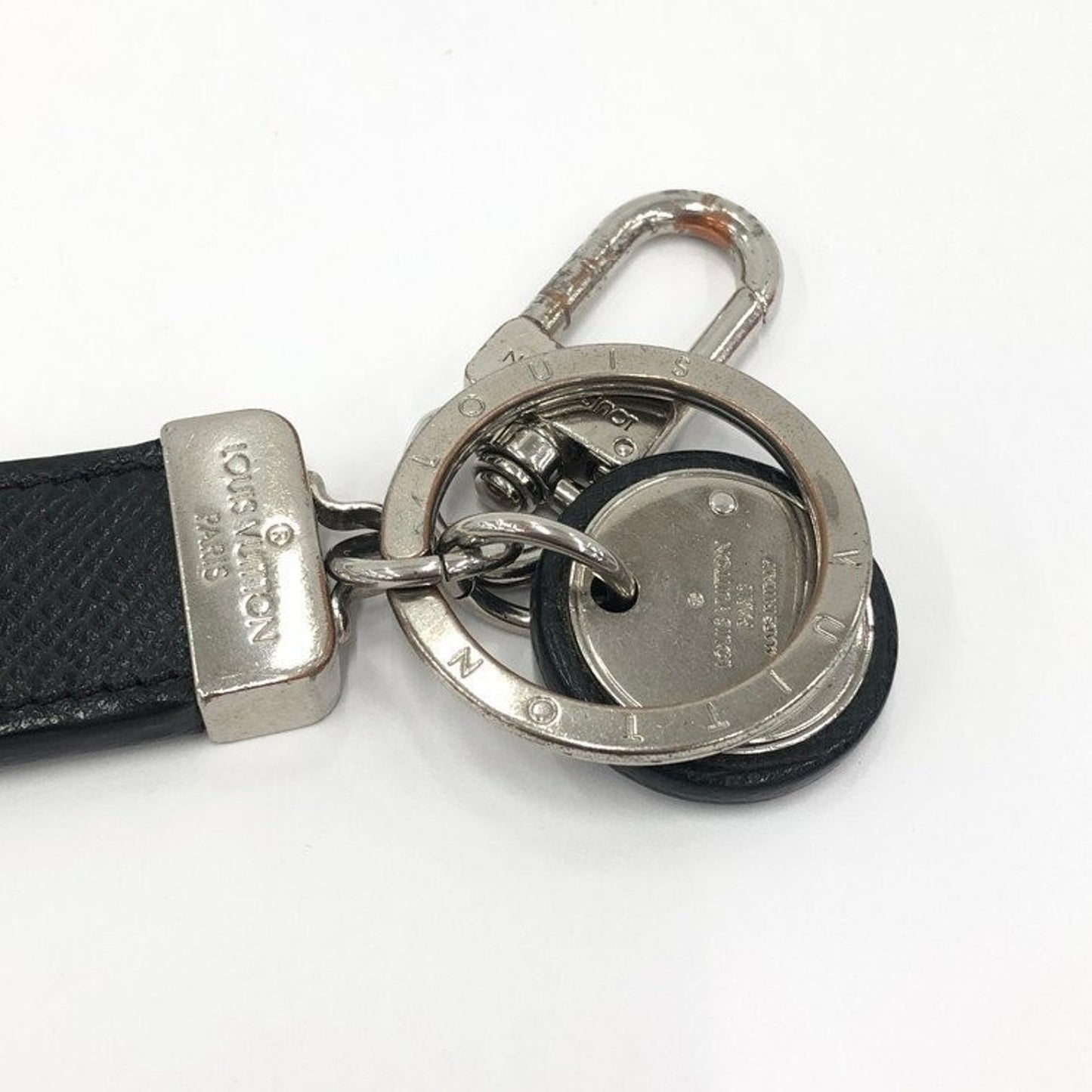 Louis Vuitton Taiga Portefeuille Neo LV Club Keychain Keyring M67242 w/ initials