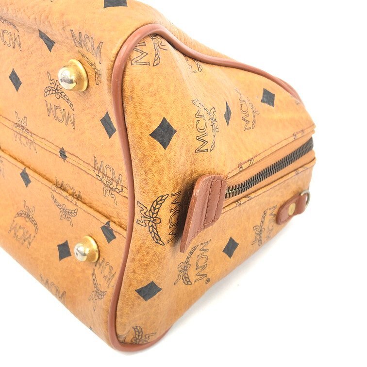 MCM Visetos Boston Bag | Canvas & Leather | Cognac | 0881N