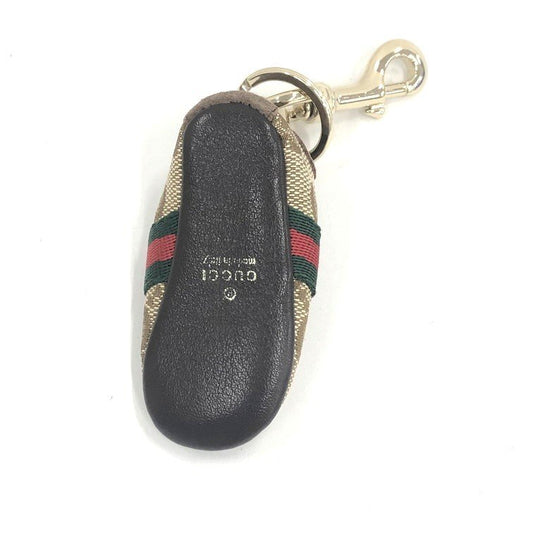 GUCCI GG Canvas Sherry Line Sneaker Key Charm Chain Ring Brown Beige