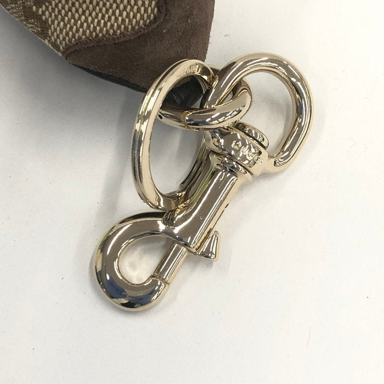 GUCCI GG Canvas Sherry Line Sneaker Key Charm Chain Ring Brown Beige