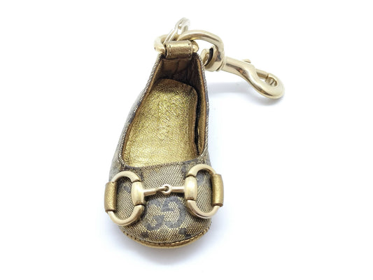 Gucci GG Canvas Horsebit Shoe Charm Keychain – Beige & Brown