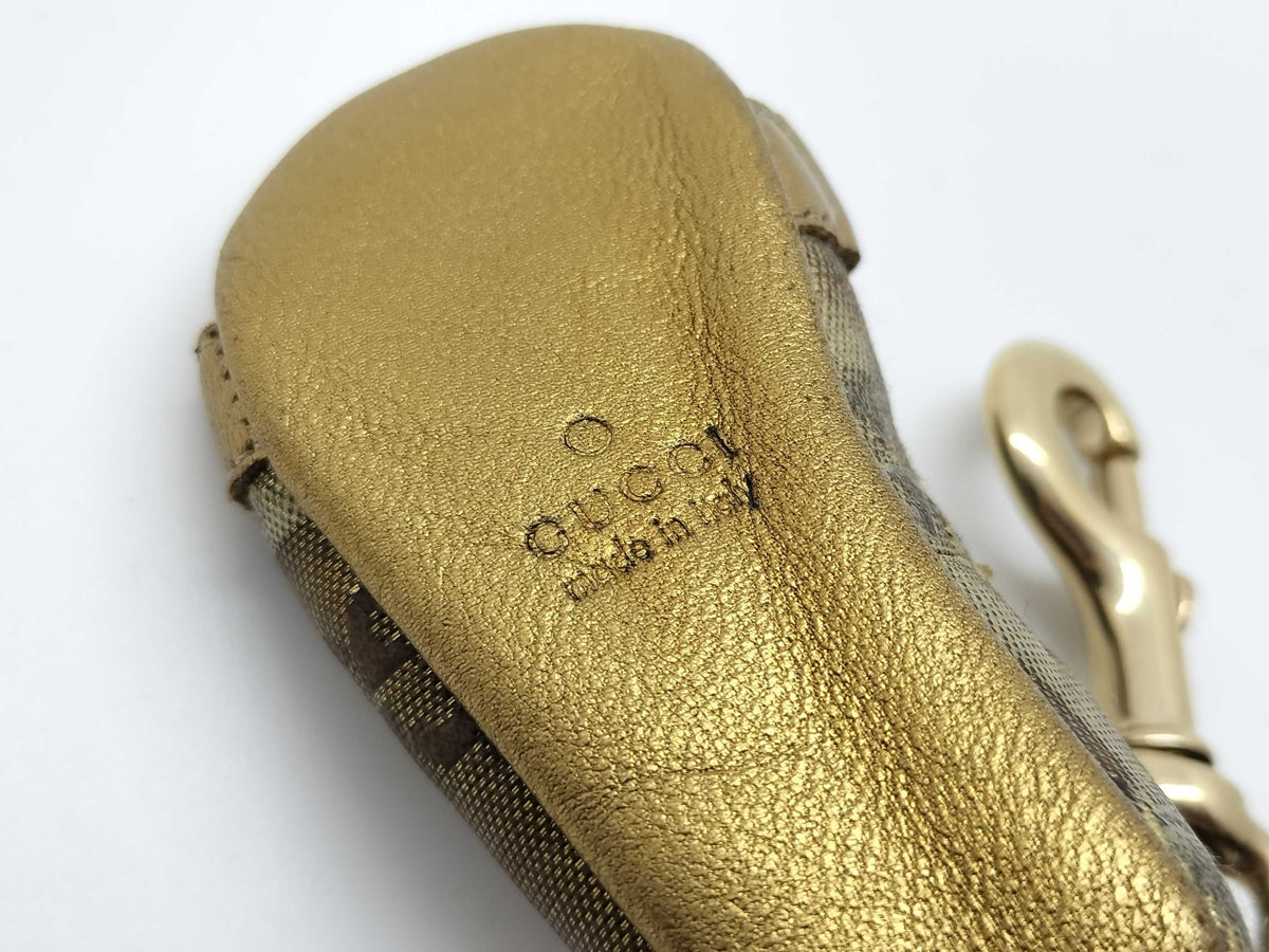 Gucci GG Canvas Horsebit Shoe Charm Keychain – Beige & Brown