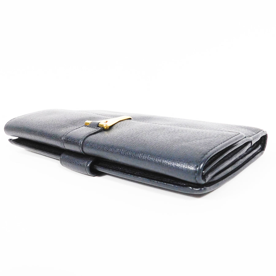 YSL Yves Saint Laurent Y-Line Long Wallet | Black Leather | Women's