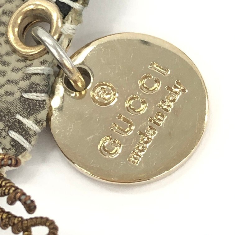 Gucci Cat Gucchori Key Charm | GG Canvas | Beige & Gold