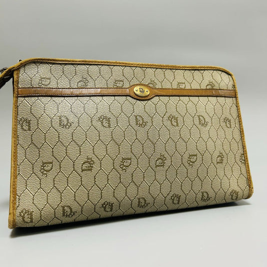 Christian Dior Honeycomb Clutch | PVC & Leather | Beige | Women's