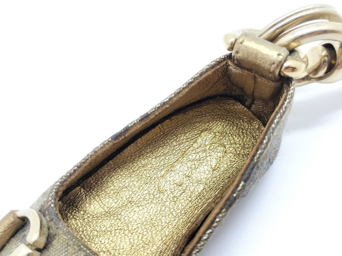 Gucci GG Canvas Horsebit Shoe Charm Keychain – Beige & Brown