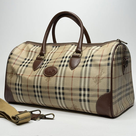 Burberry Nova Check Boston Bag | PVC & Leather | Beige | Unisex