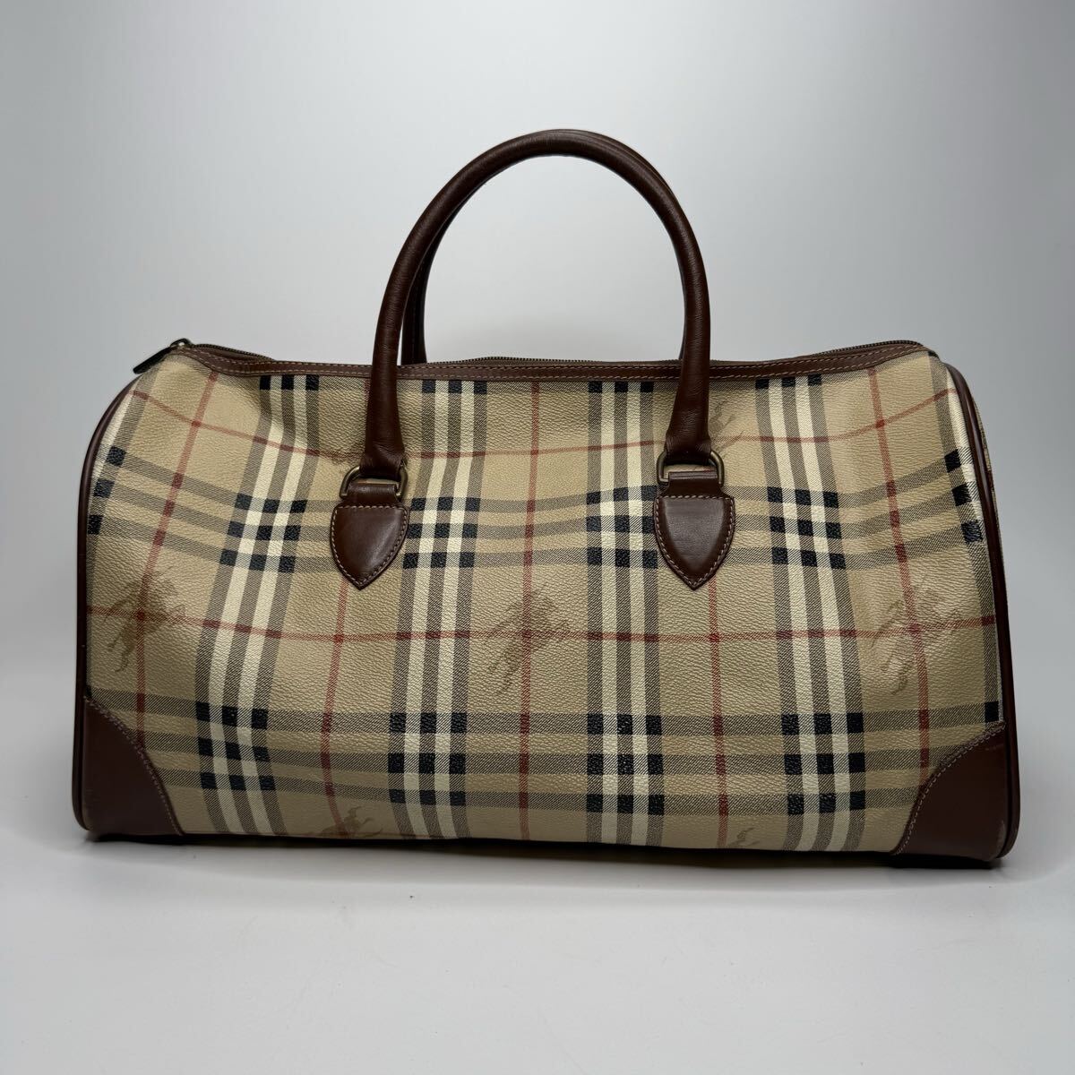 Burberry Nova Check Boston Bag | PVC & Leather | Beige | Unisex