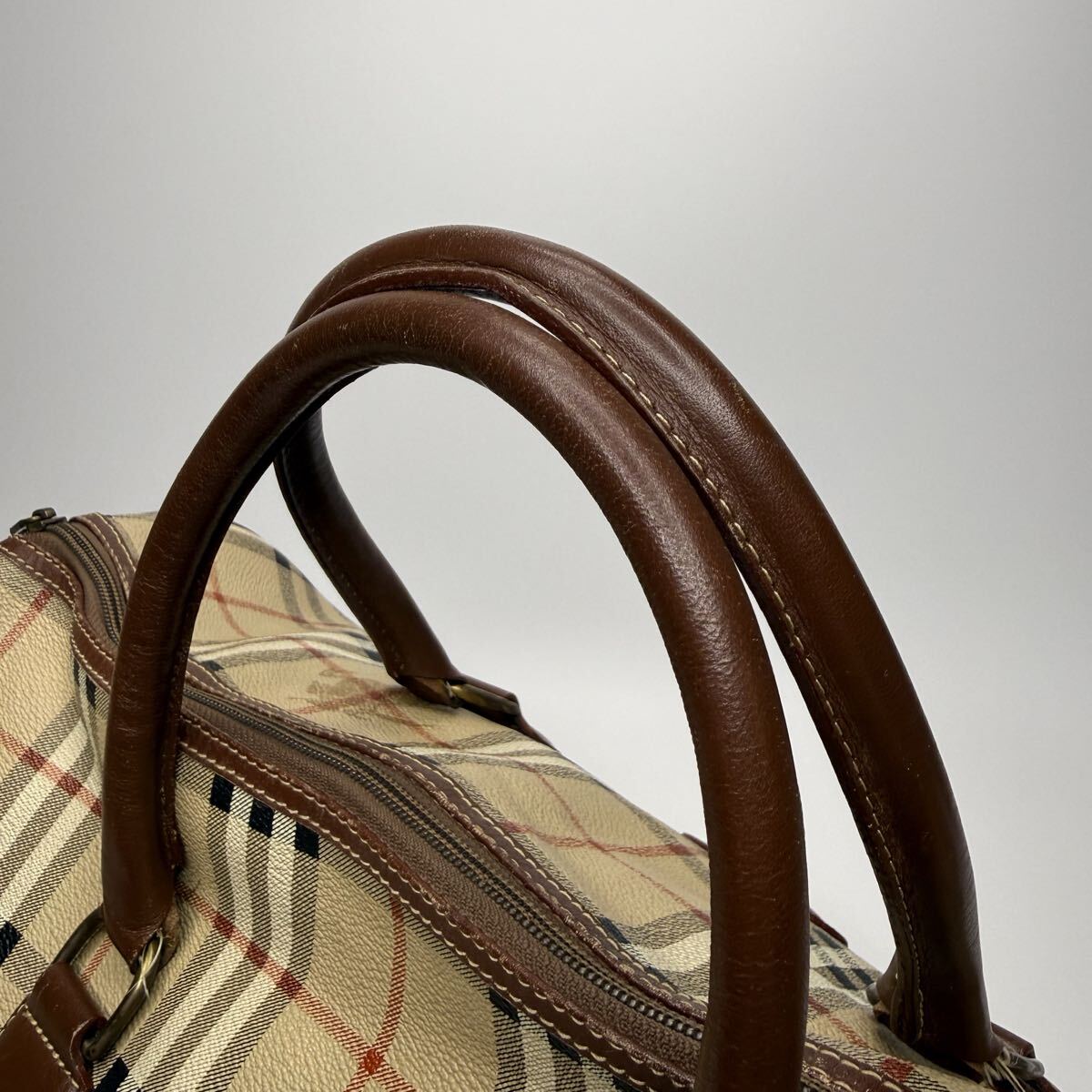 Burberry Nova Check Boston Bag | PVC & Leather | Beige | Unisex