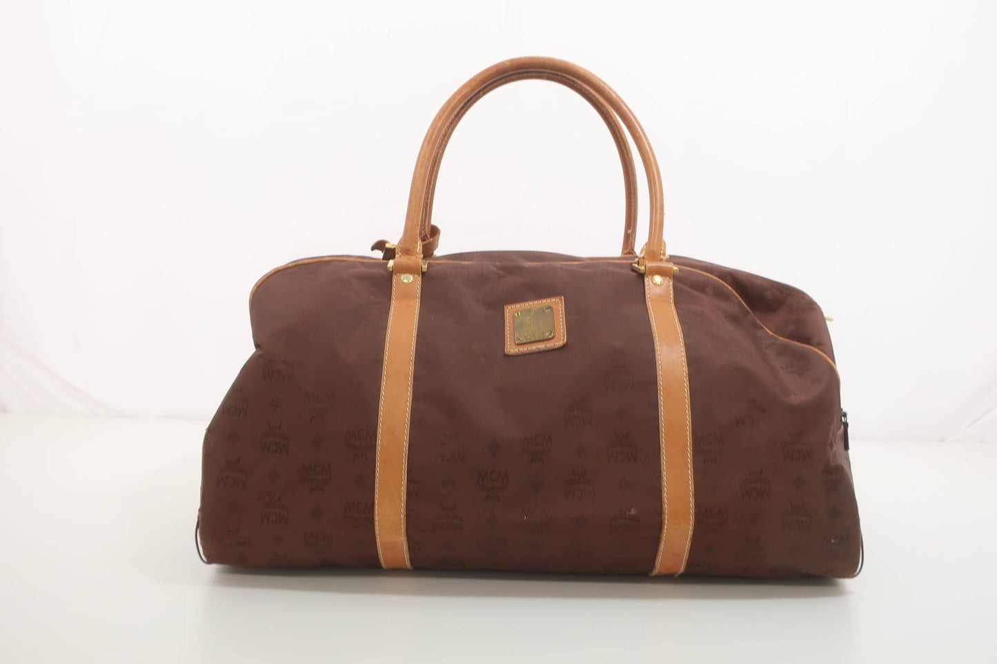 MCM Munchen Brown Canvas Leather Large Duffle Weekender Travel Bag