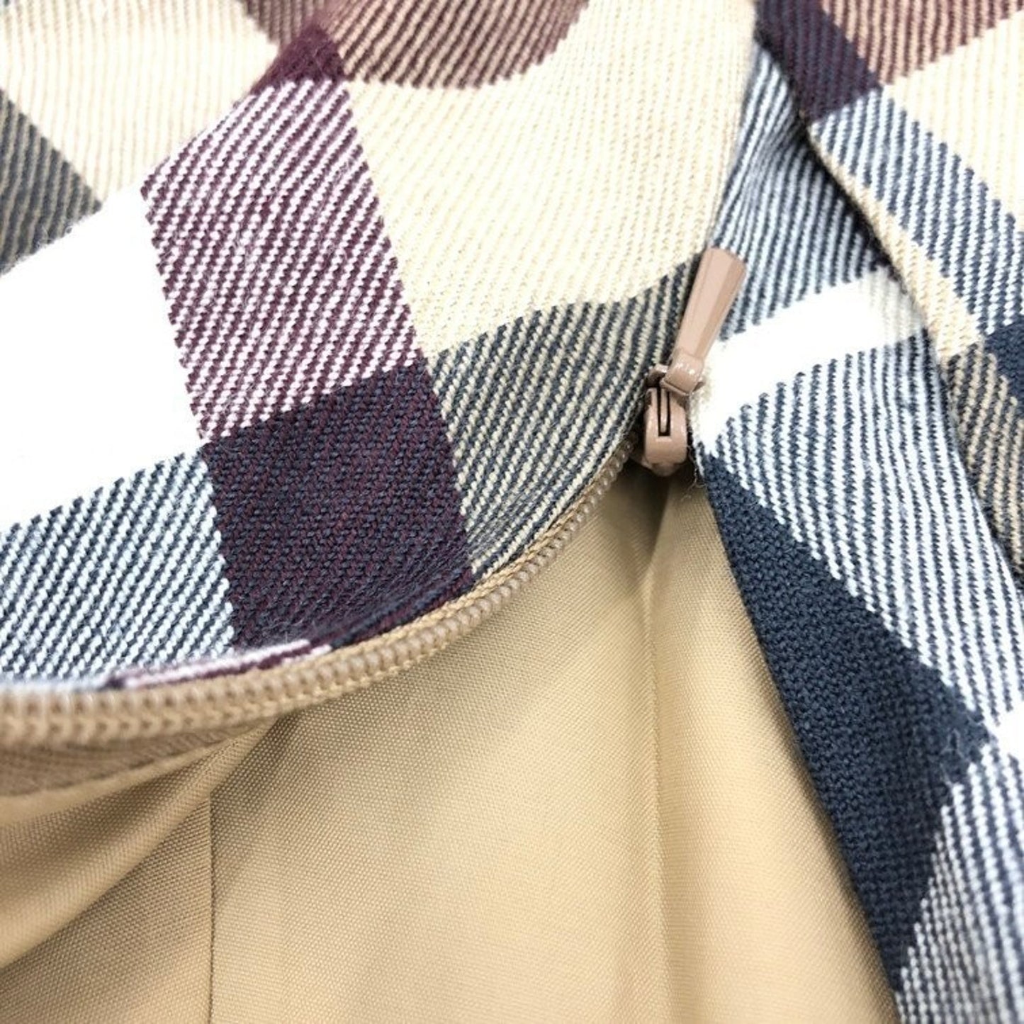 Burberry Blue Label Nova Check Skirt With Strap Beige Size 38