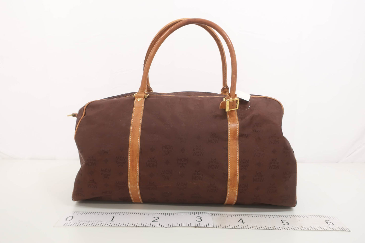 MCM Munchen Brown Canvas Leather Large Duffle Weekender Travel Bag