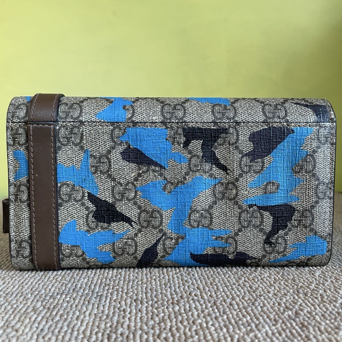 Gucci GG Supreme Camouflage Horsebit Long Wallet – Blue & Beige