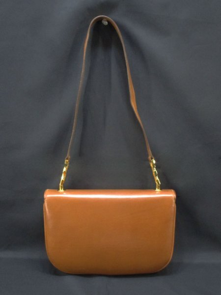 OLD GUCCI Vintage Shoulder Bag / Leather Camel Brown Crest Charm with Dust Bag 70s 80s w/COA