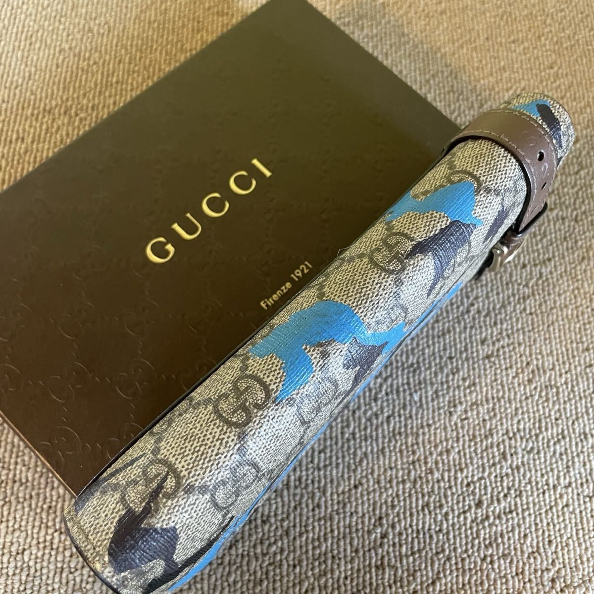 Gucci GG Supreme Camouflage Horsebit Long Wallet – Blue & Beige