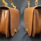 OLD GUCCI Vintage Shoulder Bag / Leather Camel Brown Crest Charm with Dust Bag 70s 80s w/COA
