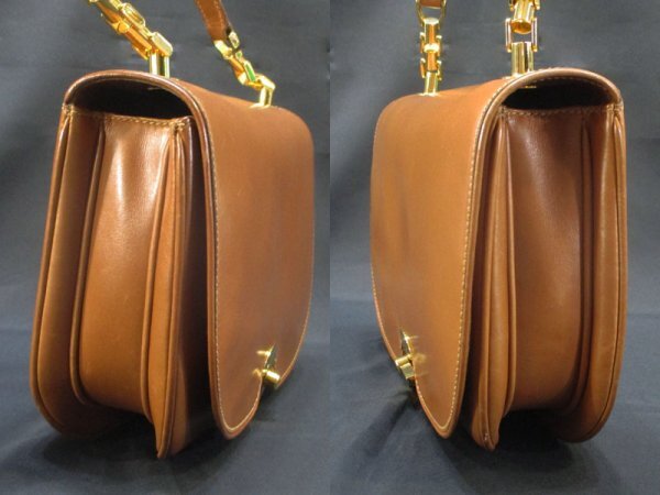 OLD GUCCI Vintage Shoulder Bag / Leather Camel Brown Crest Charm with Dust Bag 70s 80s w/COA