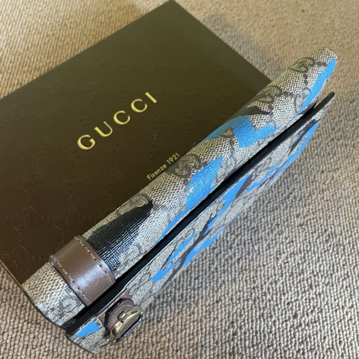 Gucci GG Supreme Camouflage Horsebit Long Wallet – Blue & Beige