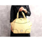 MCM Calf Leather Handbag Cream Gold Hardware Tote Bag