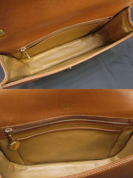 OLD GUCCI Vintage Shoulder Bag / Leather Camel Brown Crest Charm with Dust Bag 70s 80s w/COA