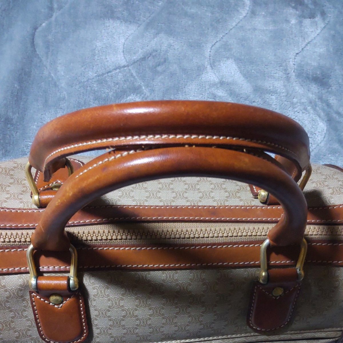 Celine Triumph Boston Bag | Canvas & Leather | Tan | Women's