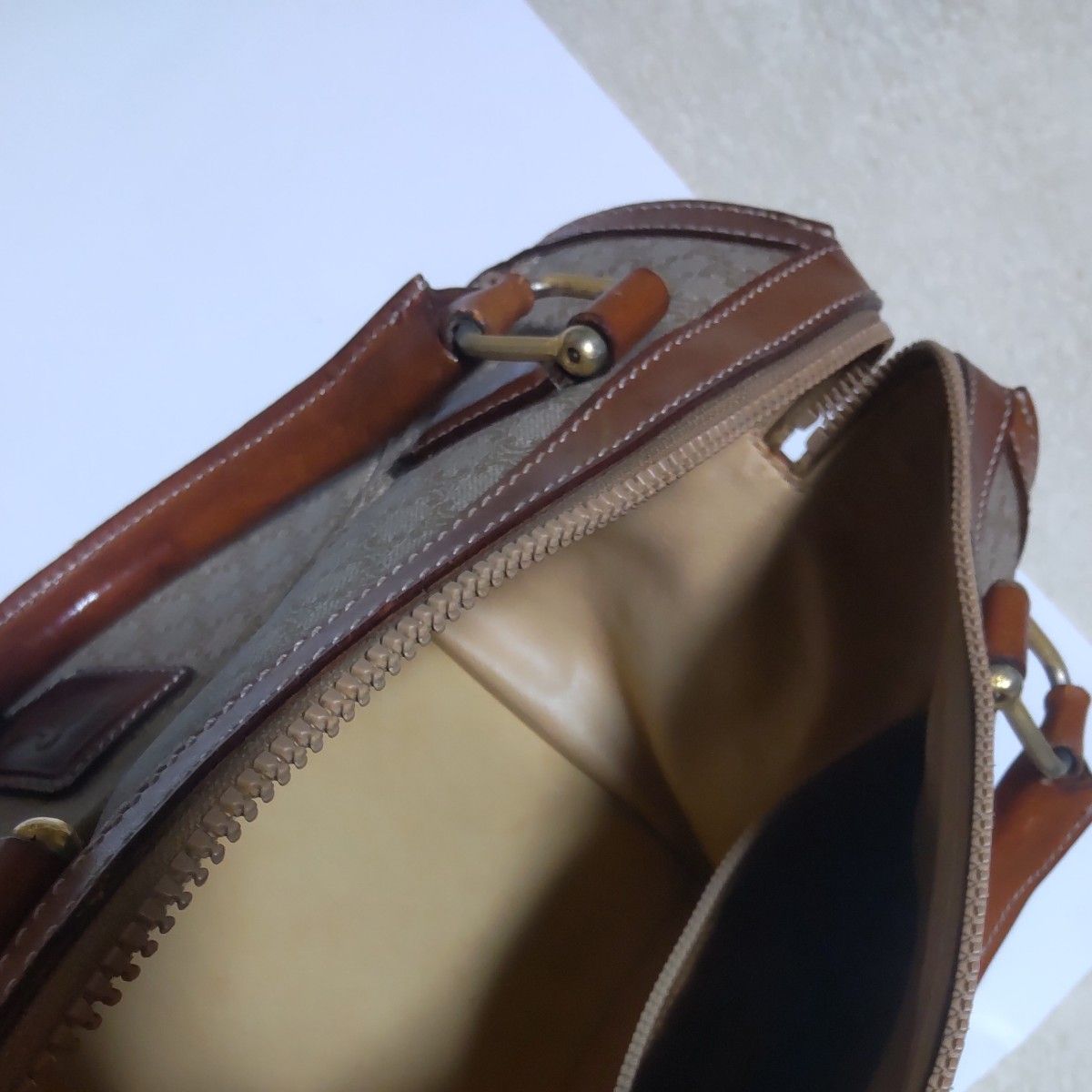 Celine Triumph Boston Bag | Canvas & Leather | Tan | Women's