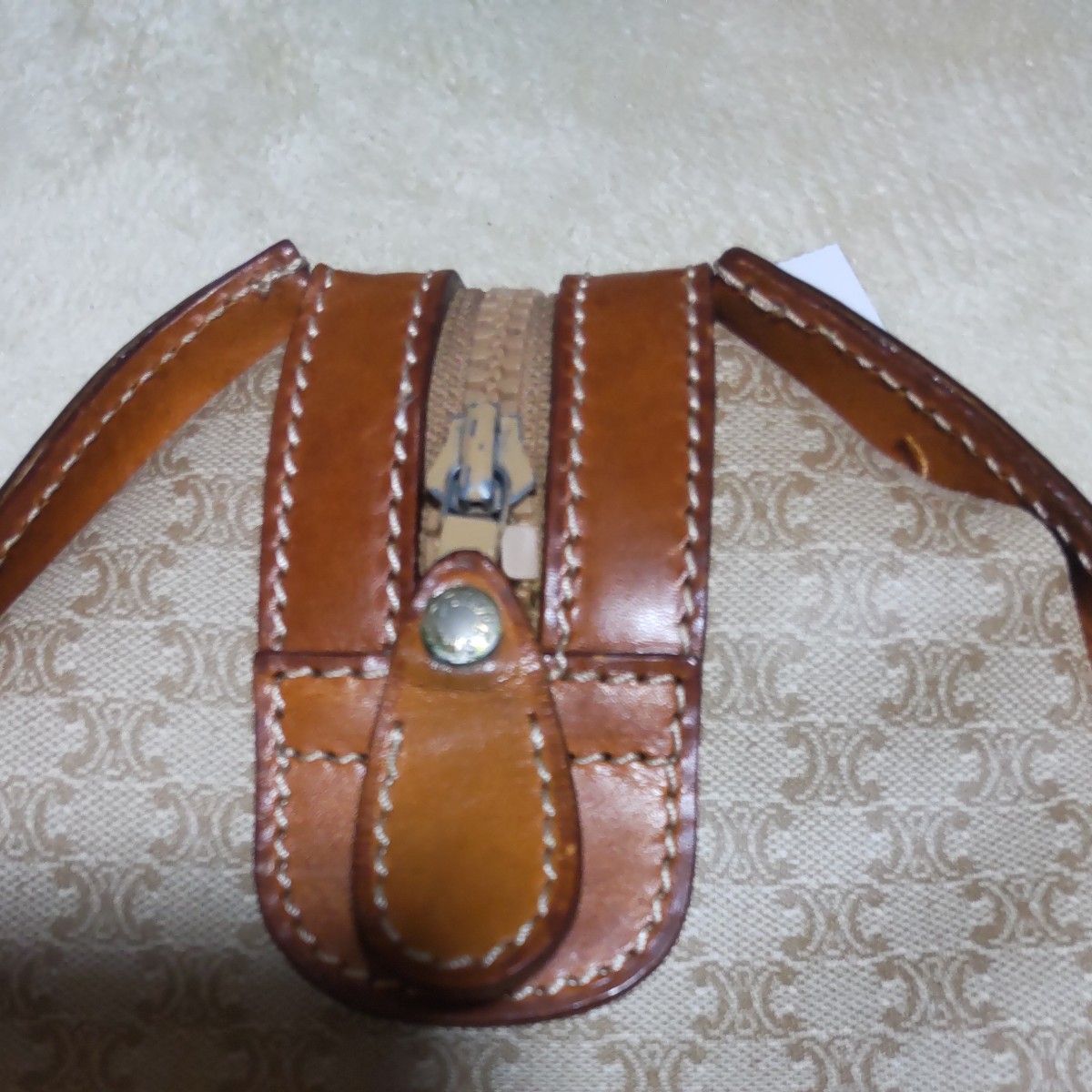 Celine Triumph Boston Bag | Canvas & Leather | Tan | Women's